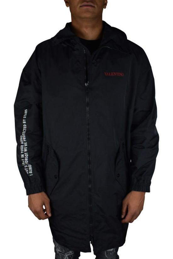 발렌티노 가라바니 자켓 달 프린트가 있는 후드 방수 재킷 - VALENTINO GARAVANI