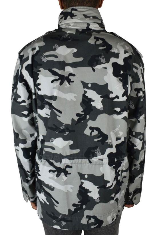  오프화이트 자켓 탈부착 가능한 후드가 있는 카무플라주 프린트 재킷 - OFF WHITE