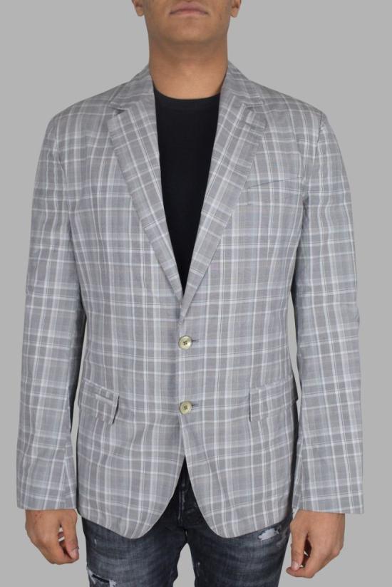  돌체앤가바나 자켓 클래식 라펠이 있는 맞춤형 회색 체크무늬 재킷 - DOLCE & GABBANA