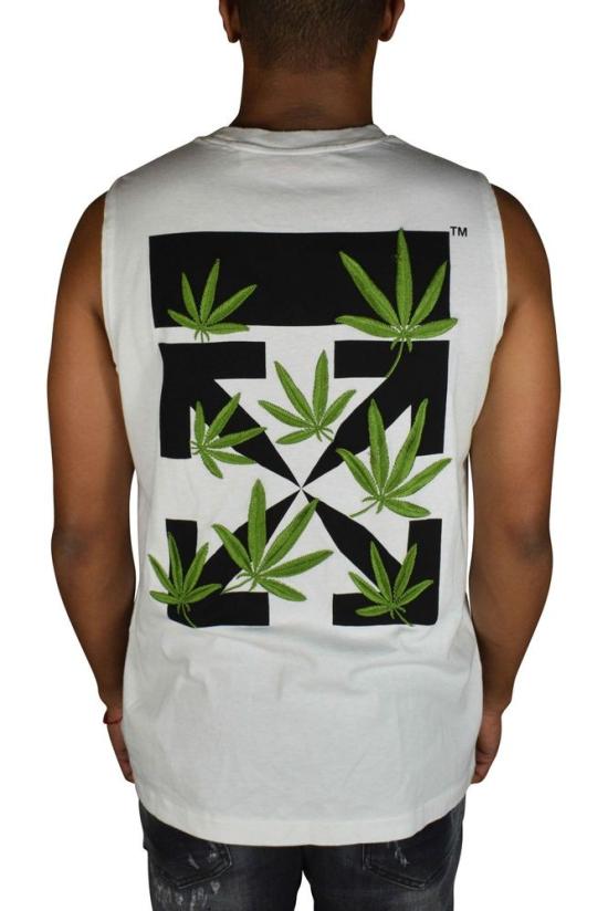  오프화이트 반팔 티셔츠 다채로운 자수가 놓인 흰색 민소매 탱크탑 - OFF WHITE