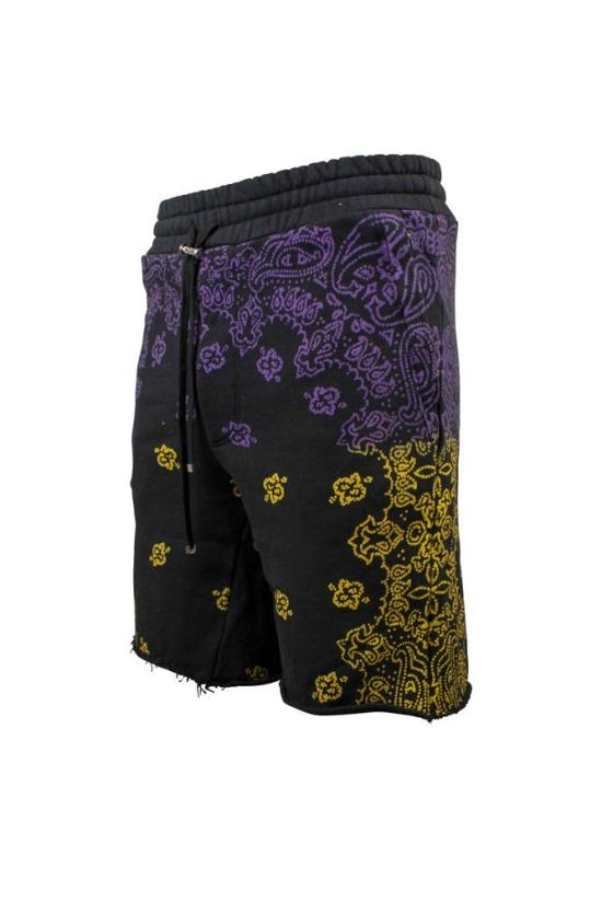  아미리 숏팬츠 반다나 디자인이 프린트된 블랙 코튼 반바지 - AMIRI