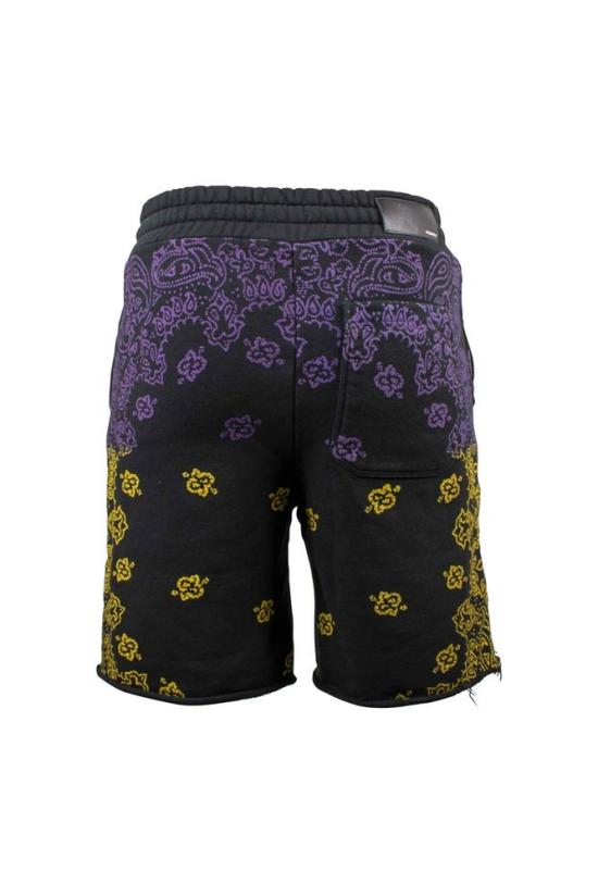  아미리 숏팬츠 반다나 디자인이 프린트된 블랙 코튼 반바지 - AMIRI