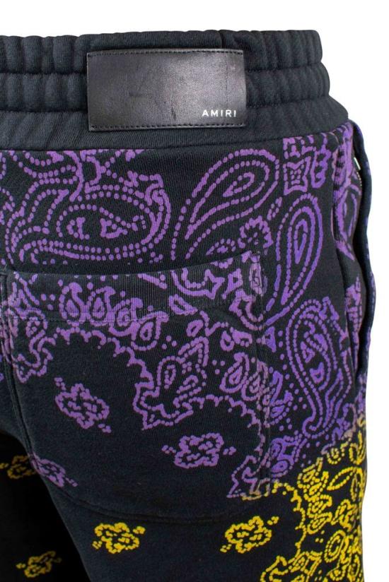  아미리 숏팬츠 반다나 디자인이 프린트된 블랙 코튼 반바지 - AMIRI