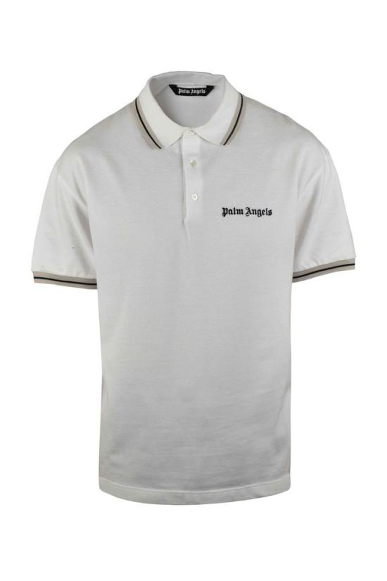  팜앤젤스 폴로 티셔츠 스트라이프 트림이 있는 클래식 화이트 폴로 셔츠
