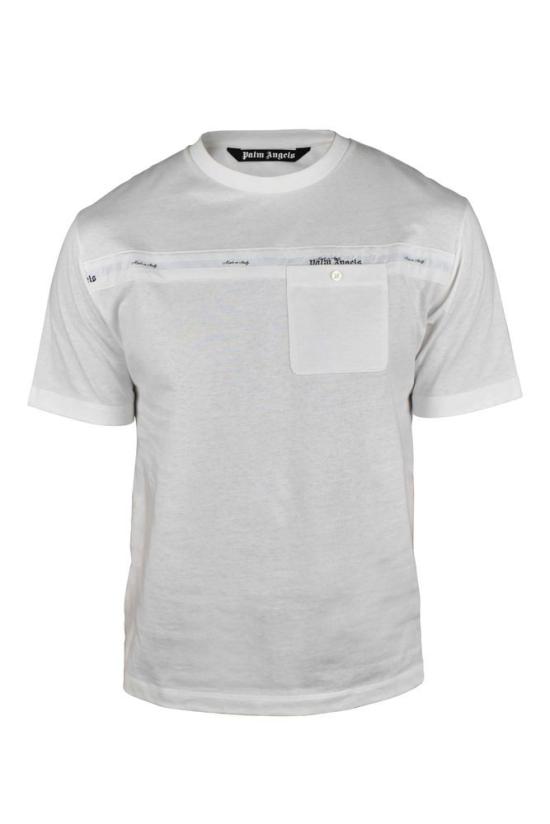  팜앤젤스 반팔 티셔츠 가슴 주머니가 있는 흰색 면 티셔츠