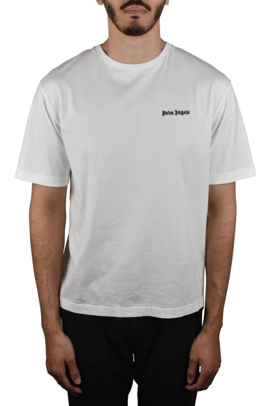 팜앤젤스 반팔 티셔츠 자수 로고가 있는 편안한 핏의 면 티셔츠 - PALM ANGELS