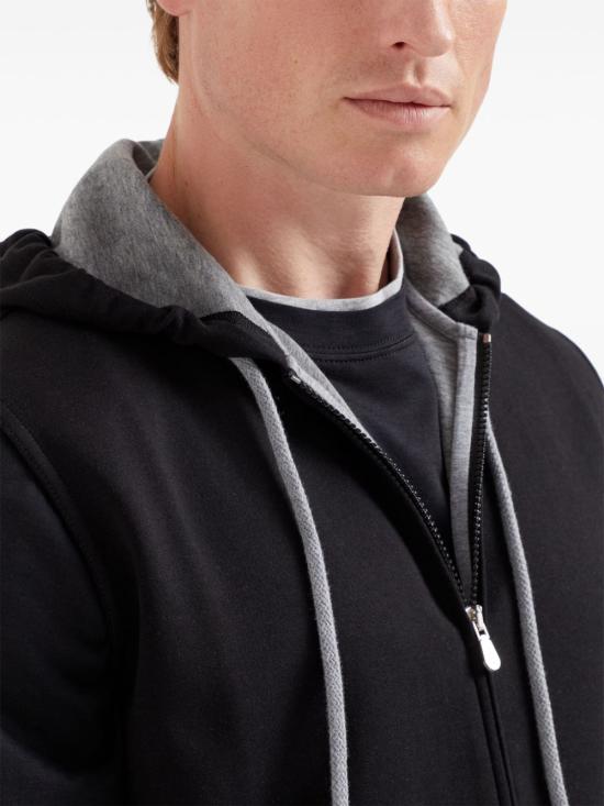 26SS 브루넬로 쿠치넬리 후드 티셔츠 MM8319079G C101 Black - BRUNELLO CUCINELLI