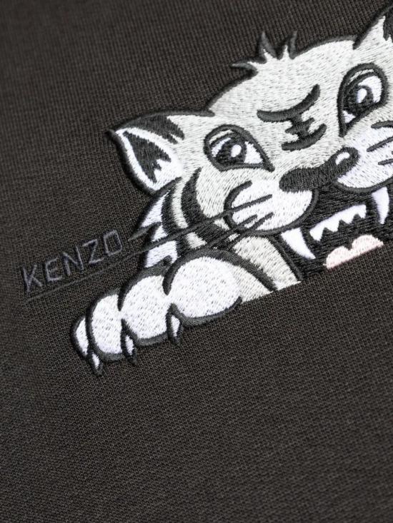25FW 겐조 해피 타이거 자수 후드 티셔츠 FF65HO2534MF99J BLACK - KENZO