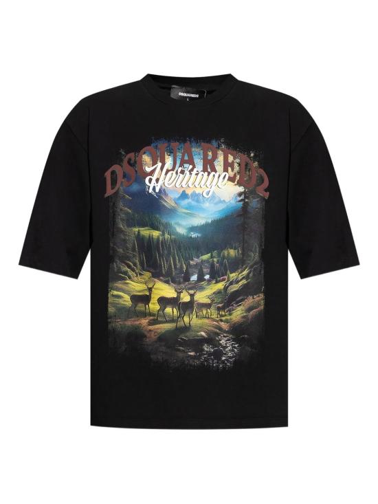 25FW 디스퀘어드2 반팔 티셔츠 S74GD1467S24583900 BLACK