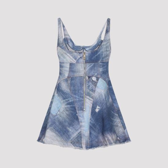 26SS 로베르토 카발리 미디 원피스 WQJ106DAR71 04564 BLUE - ROBERTO CAVALLI