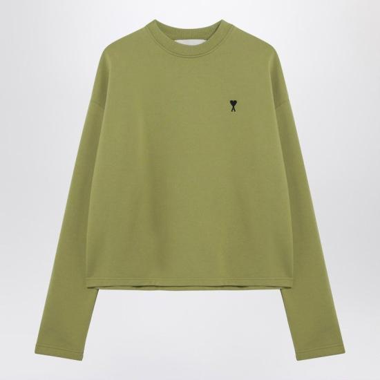 26SS 아미 스몰 하트 로고 코튼 플리스 스웨트셔츠 FSW766730 A035 GREEN