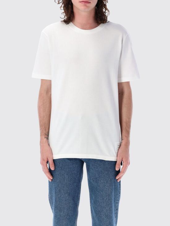 26SS 톰브라운 피케 센터 백 스트라이프 릴렉스 핏 티셔츠 MJS056A00050 100 White