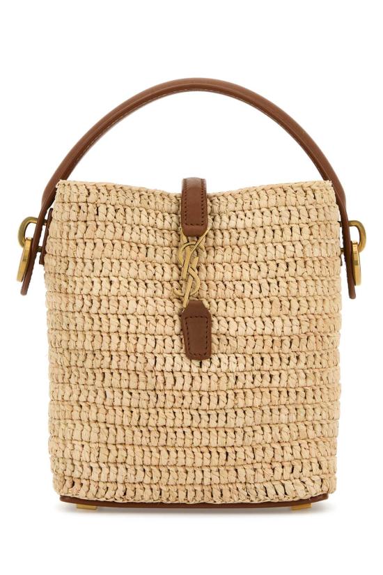 26SS 생로랑 르 37 미니 라피아 버킷백 765870GAAFC 2080 Beige o Tan