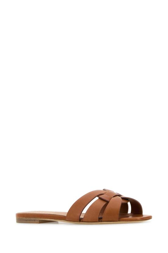 26SS 생로랑 스무스 레더 트리뷰트 플랫 뮬 571952BDA00 2206 Beige o Tan - SAINT LAURENT