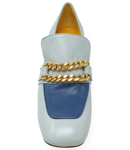  Madison Maison™ 로퍼 매디슨 메종™ 체인 장식 가죽 미드힐  터쿼이즈/블루 - OTHER BRANDS