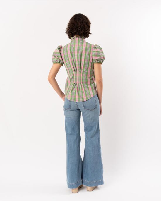  티에리 콜슨 블라우스 바이크  빅토리안 체크 그린/핑크 - THIERRY COLSON