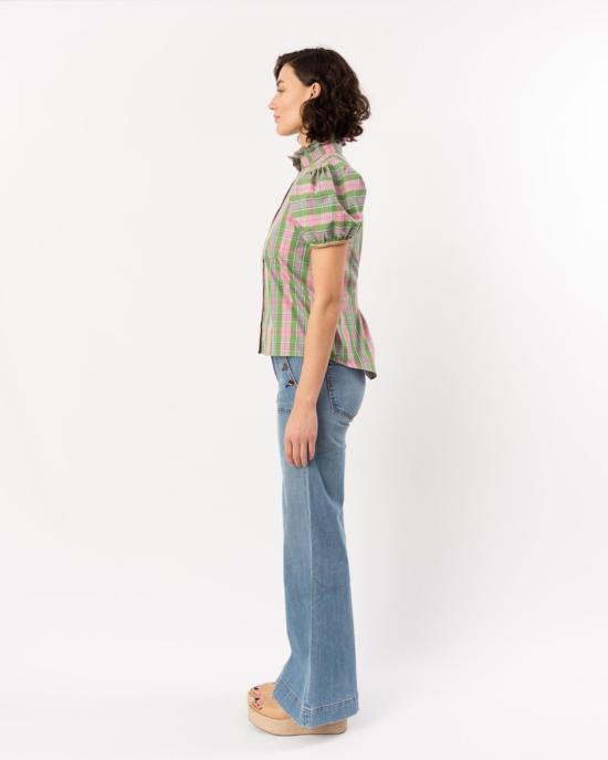  티에리 콜슨 블라우스 바이크  빅토리안 체크 그린/핑크 - THIERRY COLSON