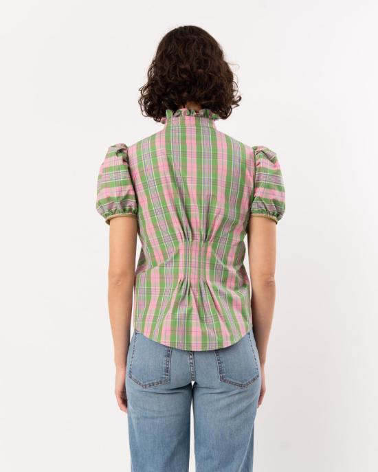  티에리 콜슨 블라우스 바이크  빅토리안 체크 그린/핑크 - THIERRY COLSON