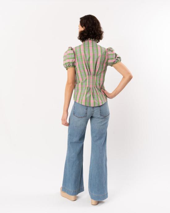  티에리 콜슨 블라우스 바이크  빅토리안 체크 그린/핑크 - THIERRY COLSON