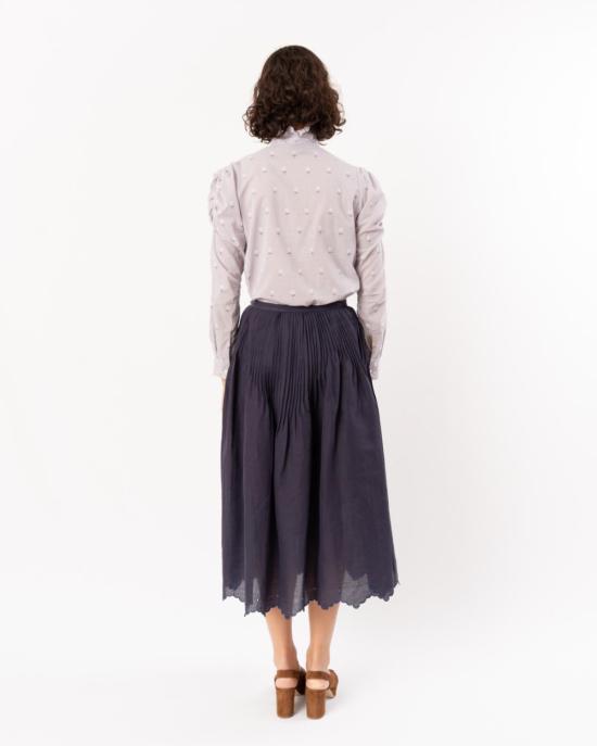  티에리 콜슨 롱 스커트 베르데  자코비안 스캘럽 네이비 - THIERRY COLSON