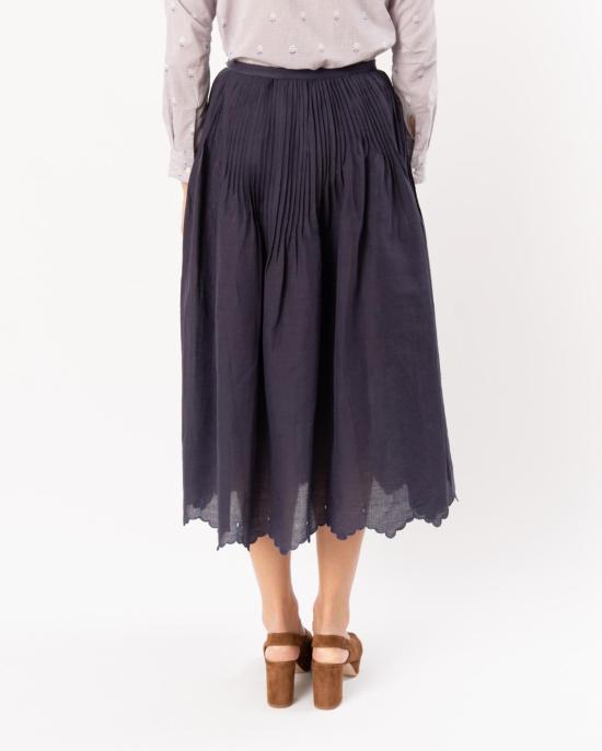  티에리 콜슨 롱 스커트 베르데  자코비안 스캘럽 네이비 - THIERRY COLSON