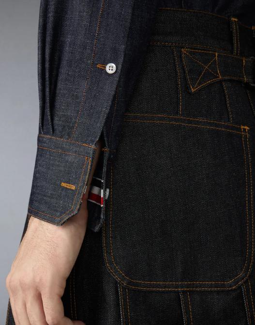 26SS 톰브라운 데님 암밴드 셔츠 MWL435SF1105 415 NAVY - THOM BROWNE