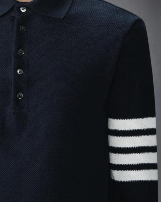 26SS 톰브라운 텍스쳐드 피케 4바 롱슬리브 폴로셔츠 MJP234AJ0248 415 - THOM BROWNE