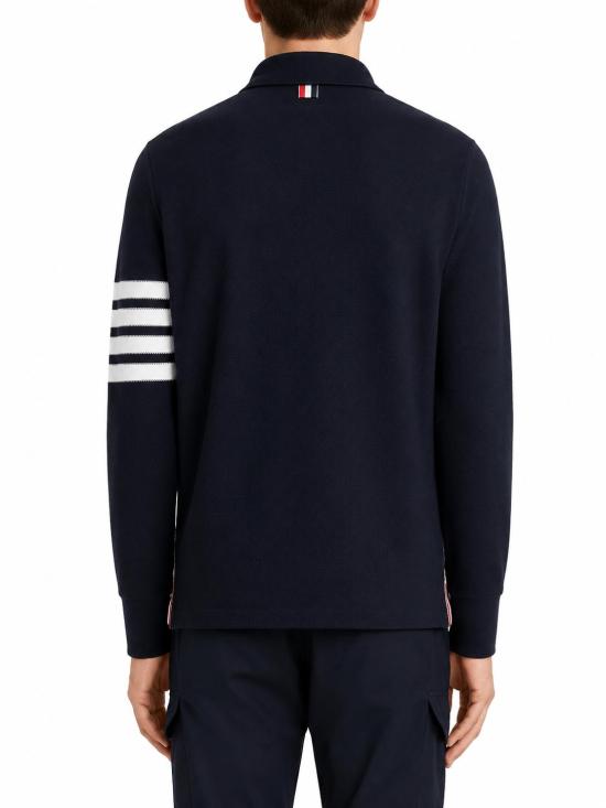 26FW 톰브라운 텍스쳐드 피케 4바 롱슬리브 폴로셔츠 MJP234AJ0248 415 - THOM BROWNE