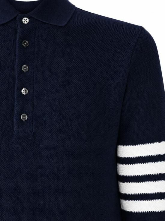 26FW 톰브라운 텍스쳐드 피케 4바 롱슬리브 폴로셔츠 MJP234AJ0248 415 - THOM BROWNE