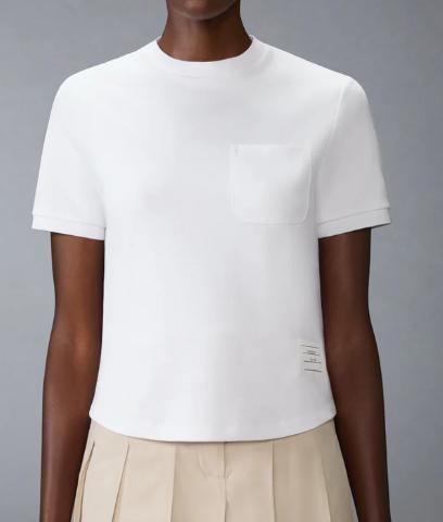 26SS 톰브라운 코튼 밀라노 포켓 티셔츠 FJS223AJ0055 100 WHITE - THOM BROWNE
