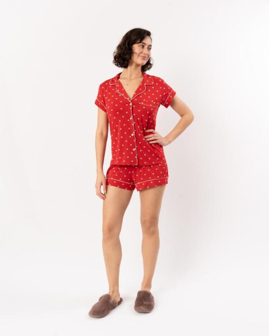  에버제이 라운지 웨어 지젤 프린트 잠옷 세트 반바지 - EBERJEY