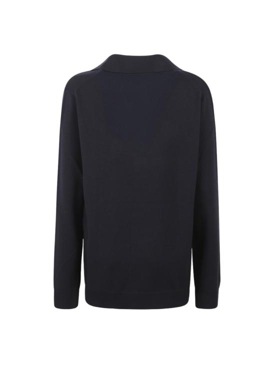 25FW 구찌 딥 브이넥 리브드 커프 울 폴로 스웨터 793883XKFA8 Black - GUCCI