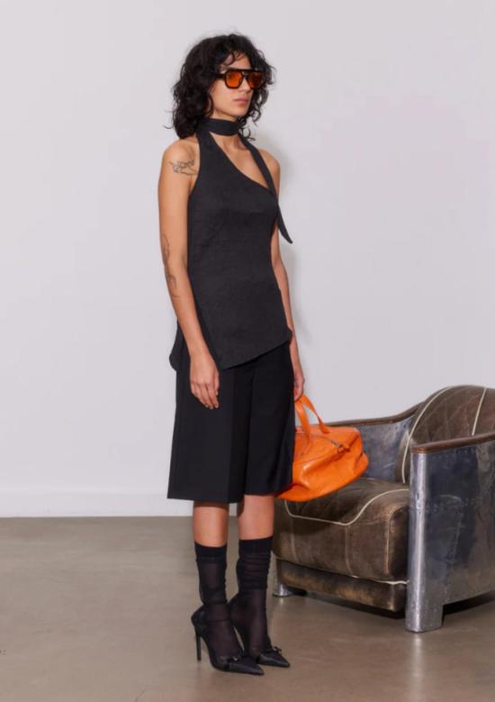  샘디 블라우스 원숄더 스카프 탑 - SAEMDI