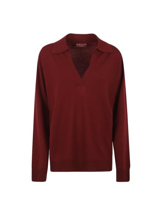 25FW 구찌 딥 브이넥 리브드 커프 울 폴로 스웨터 793883XKFA8 Black