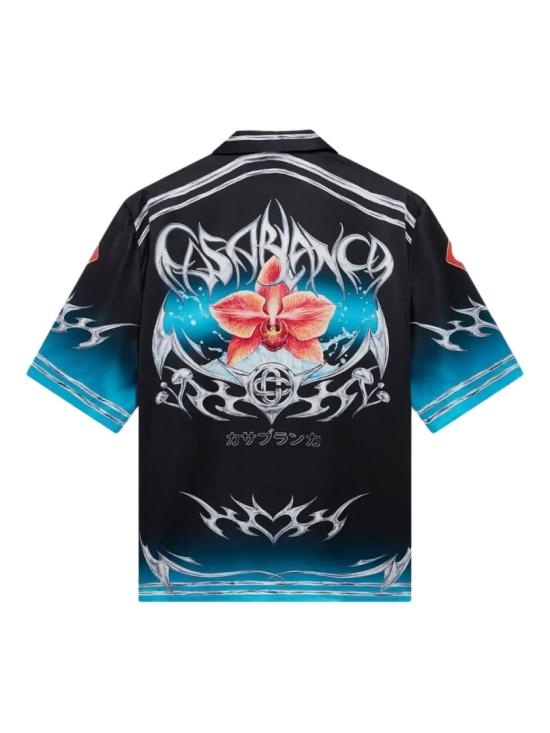 25FW 카사블랑카 반팔 셔츠 MAW25SH003 Black - CASABLANCA