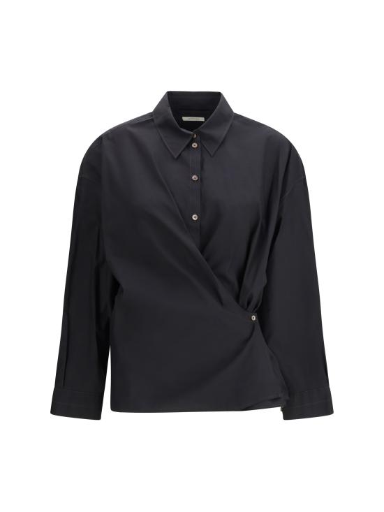 26SS 르메르 스트레이트 칼라 트위스트 셔츠 SH1141LF1500 BK998 BLACK