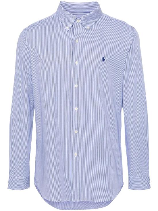26SS 폴로 랄프로렌 커스텀 핏 코튼 포플린 포니 로고 셔츠 710928255 007 BLUE WHITE