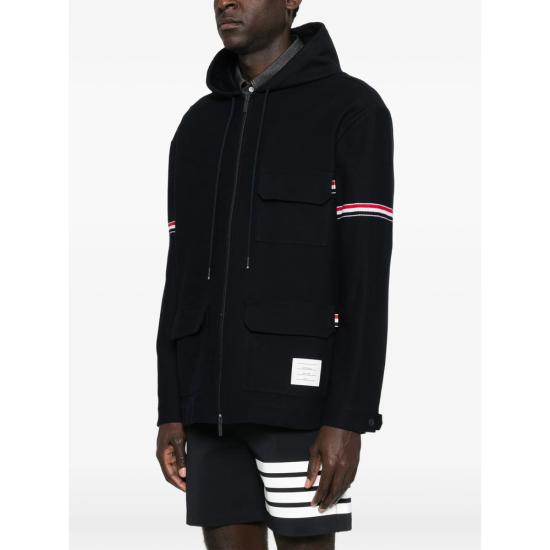 26SS 톰브라운 더블 페이스 테크 트윌 오버사이즈 암밴드 파카 MJT567A J0250 415 BLUE - THOM BROWNE