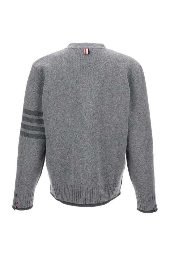 25FW 톰브라운 밀라노 스티치 메리노 울 4바 V넥 가디건 MKC608AY1029055 Grey - THOM BROWNE