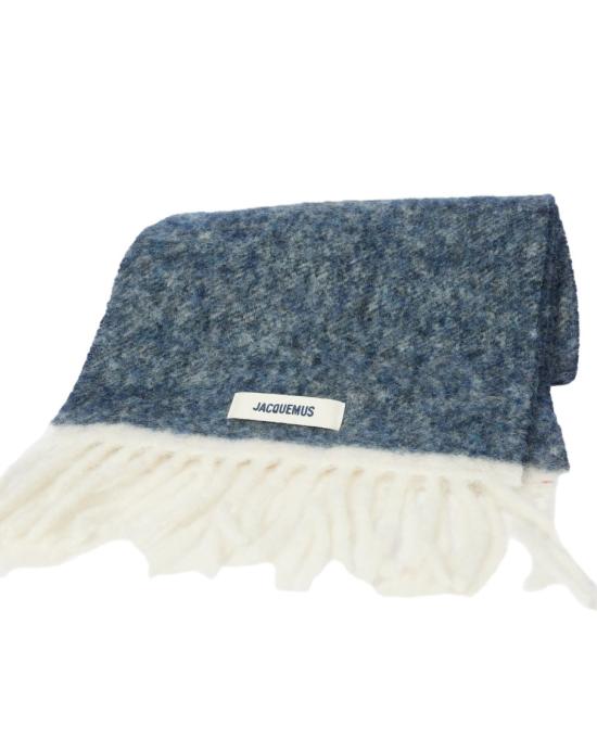 25FW 자크뮈스 프린지 울 스카프 ACU00572BOT40323FU Blue - JACQUEMUS