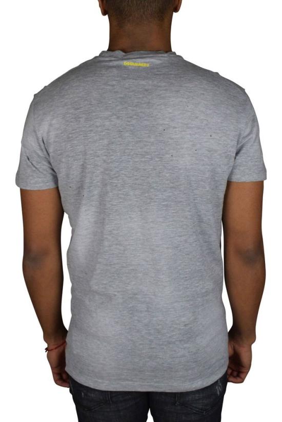  디스퀘어드2 반팔 티셔츠 슬림핏 회색 면 티셔츠 - DSQUARED2