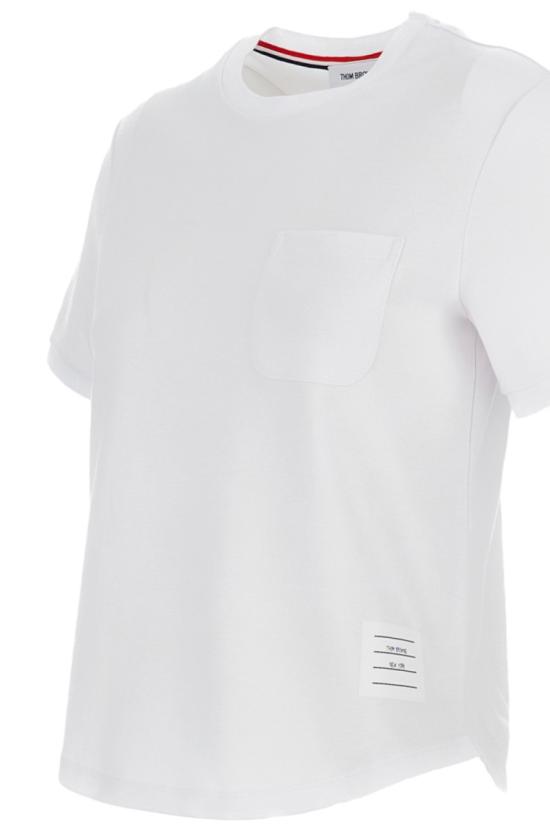 26SS 톰브라운 코튼 밀라노 포켓 티셔츠 FJS223AJ0055100 White - THOM BROWNE