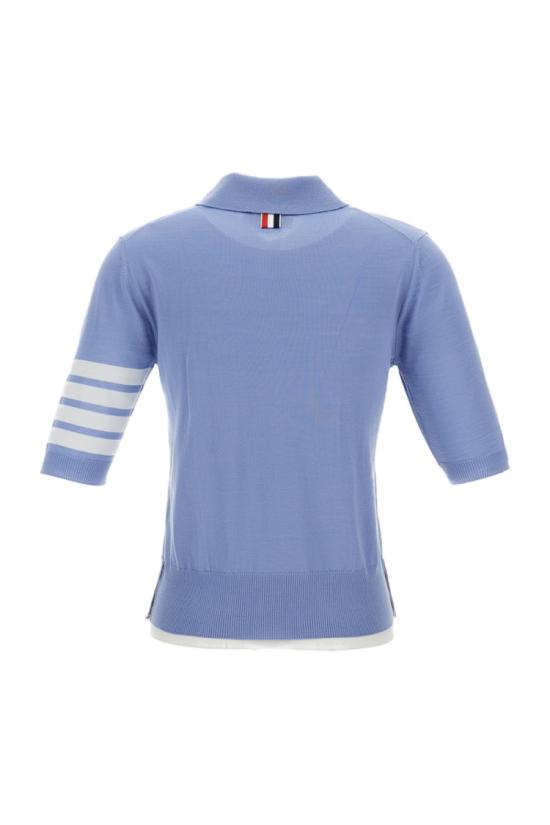 26SS 톰브라운 울 4바 릴렉스드 폴로 니트 FKP053AY1014482 Blue - THOM BROWNE