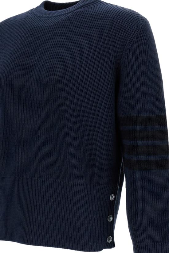 26SS 톰브라운 코튼 가디건 스티치 4바 풀오버 MKA580AY3065415 Blue - THOM BROWNE