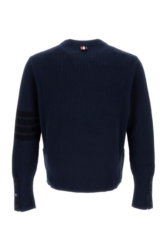 26SS 톰브라운 코튼 가디건 스티치 4바 풀오버 MKA580AY3065415 Blue - THOM BROWNE