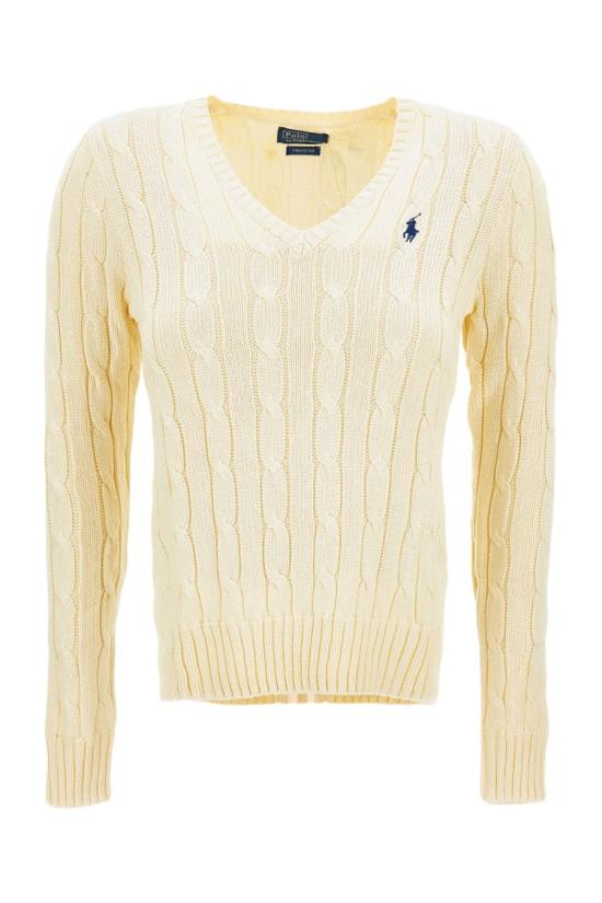 26SS 폴로 랄프로렌 포니로고 피마 코튼 케이블 니트 V넥 스웨터 211971870011CREAM Neutrals