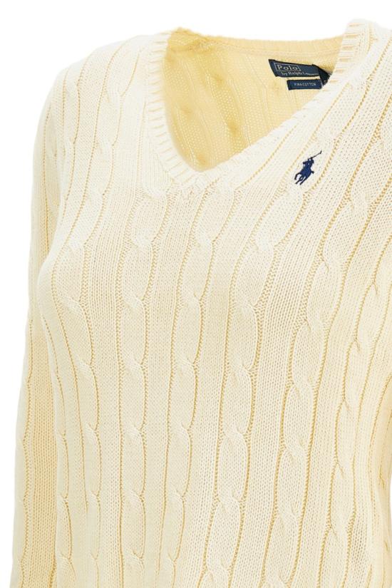 26SS 폴로 랄프로렌 포니로고 피마 코튼 케이블 니트 V넥 스웨터 211971870011CREAM Neutrals - POLO RALPH LAUREN