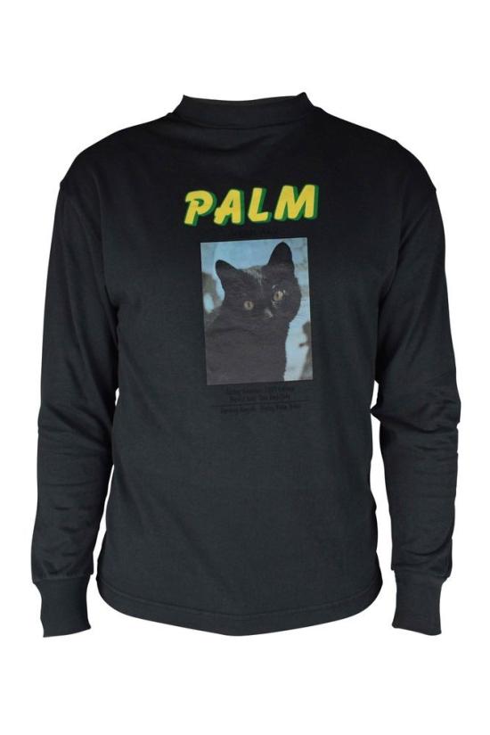  팜앤젤스 반팔 티셔츠 고양이 디자인이 그려진 그래픽 긴팔 티셔츠