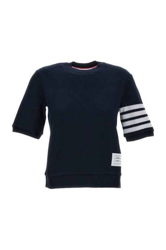 26SS 톰브라운 텍스처드 코튼 피케 4바 티셔츠 FJS222AJ0248415 Blue