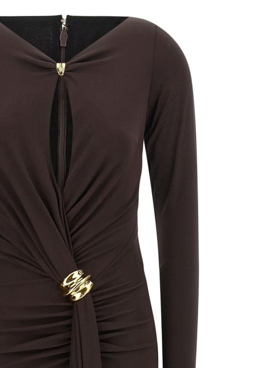 26SS 엘리자베타프랜치 미디 원피스 ABR1461E2 EV9 Brown - ELISABETTA FRANCHI